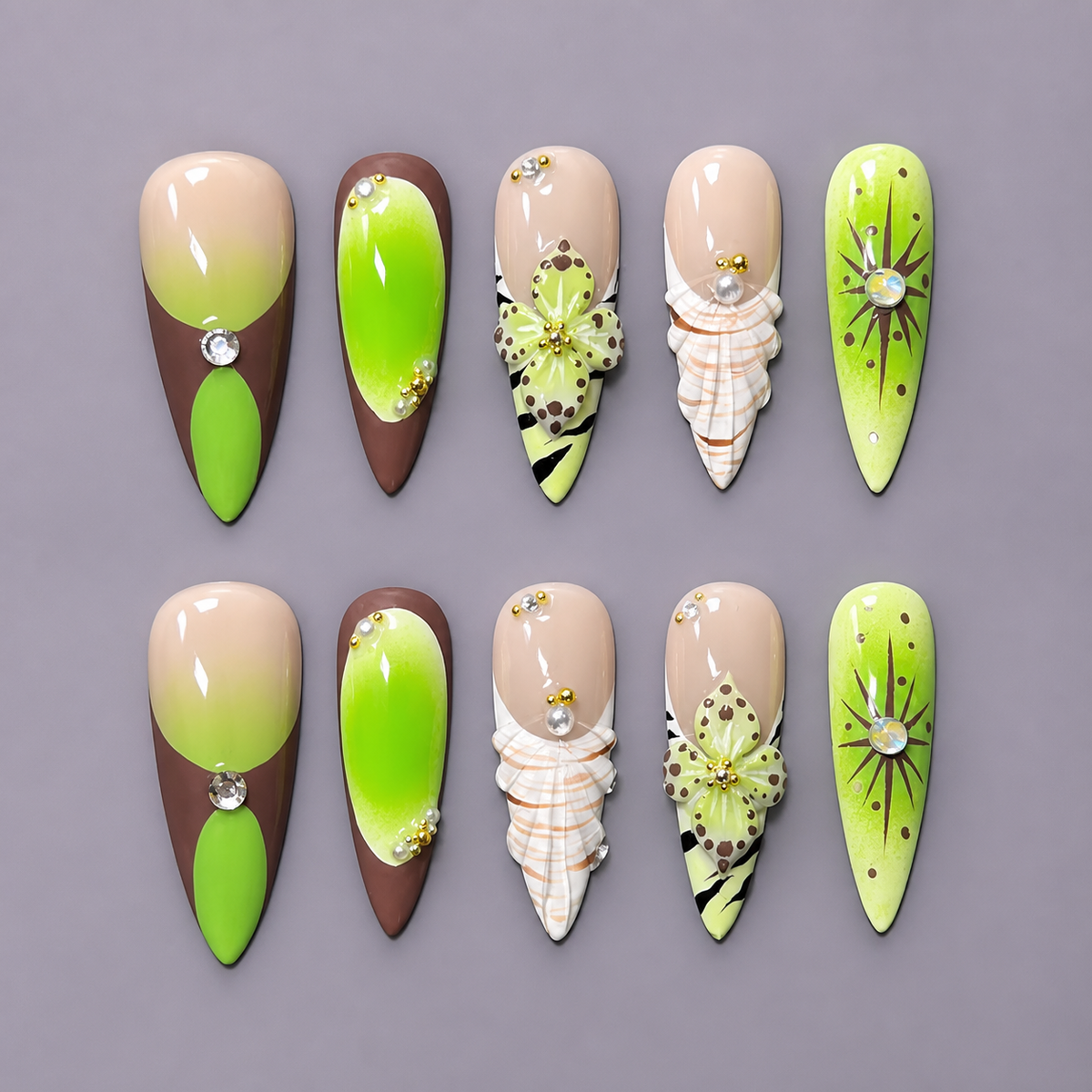 Electric Lime Butterfly | Press-On Nails - Personalized Custom Pet Gift