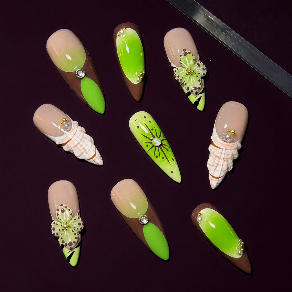 Electric Lime Butterfly | Press-On Nails - Personalized Custom Pet Gift