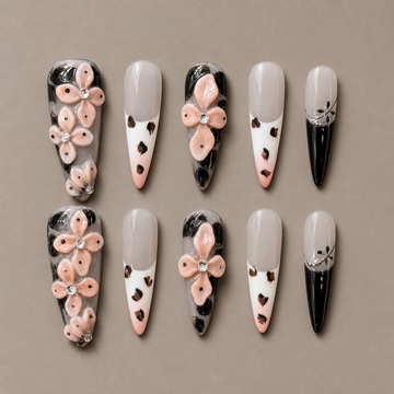 Noir Petal | Press-On Nails - Personalized Custom Pet Gift