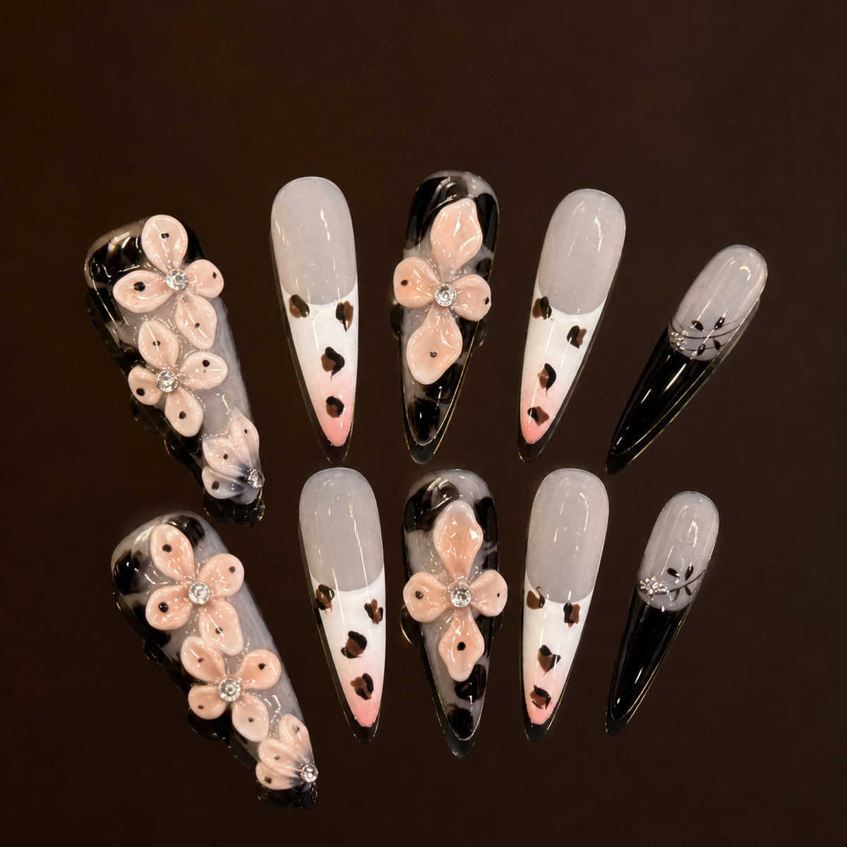 Noir Petal | Press-On Nails - Personalized Custom Pet Gift