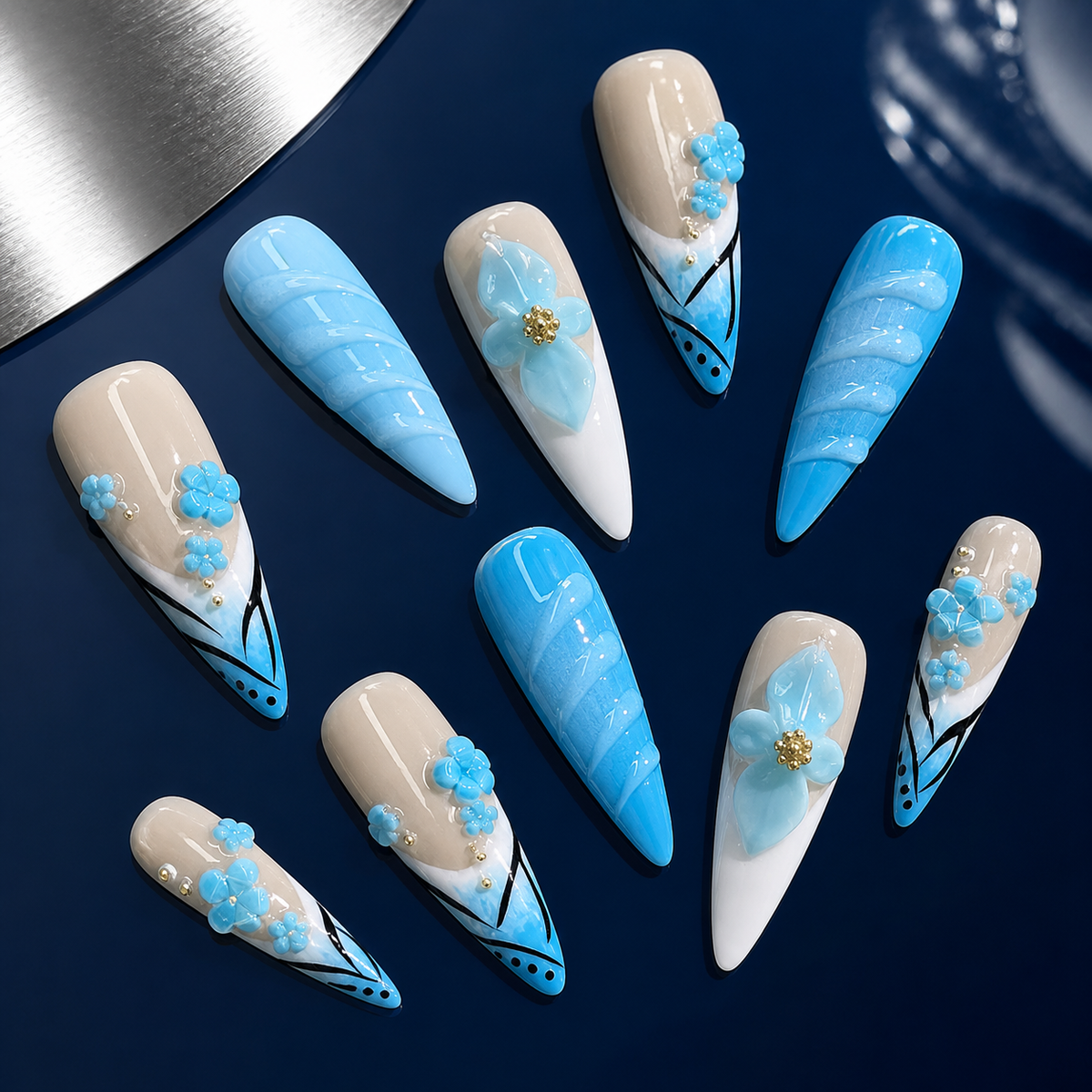 Azure Relief | Press-On Nails - Personalized Custom Pet Gift
