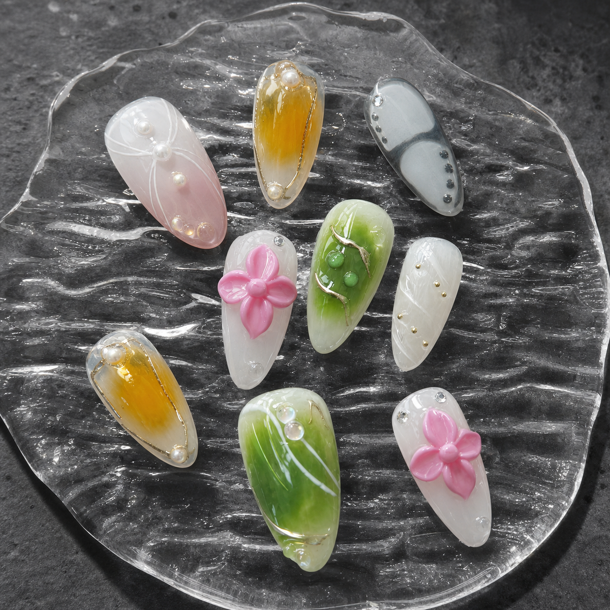 Glass Petals | Press-On Nails - Personalized Custom Pet Gift