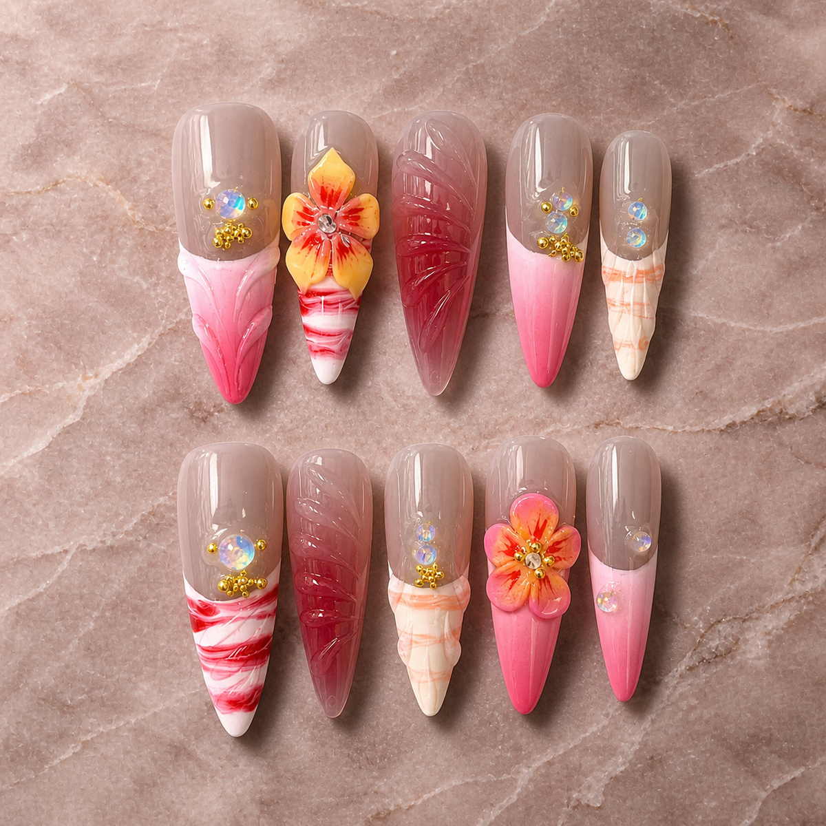 Coral Bloom | Press-On Nails - Personalized Custom Pet Gift