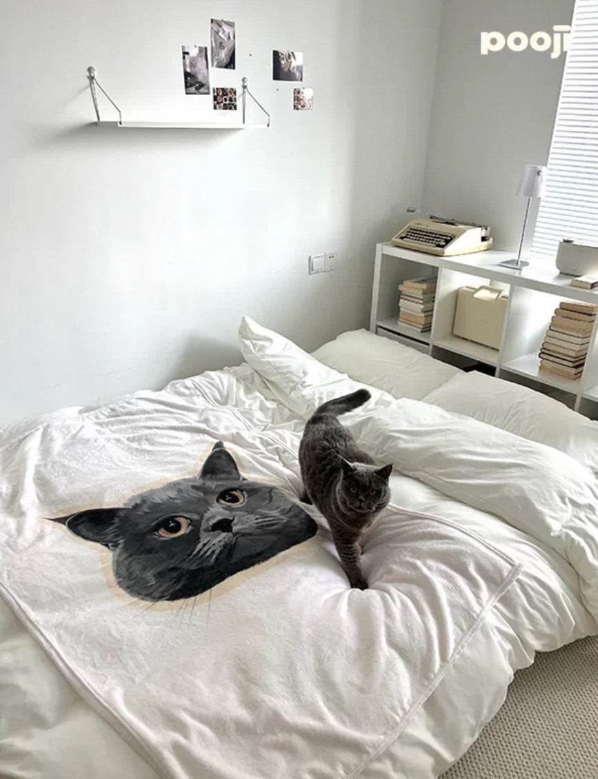 Custom Pet Flannel Blanket - Personalized Cozy Photo Throw | Pooji - Personalized Custom Pet Gift