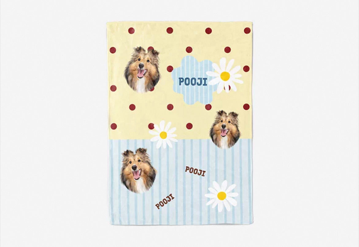 Custom Pet Flannel Blanket - Personalized Cozy Photo Throw | Pooji - Personalized Custom Pet Gift