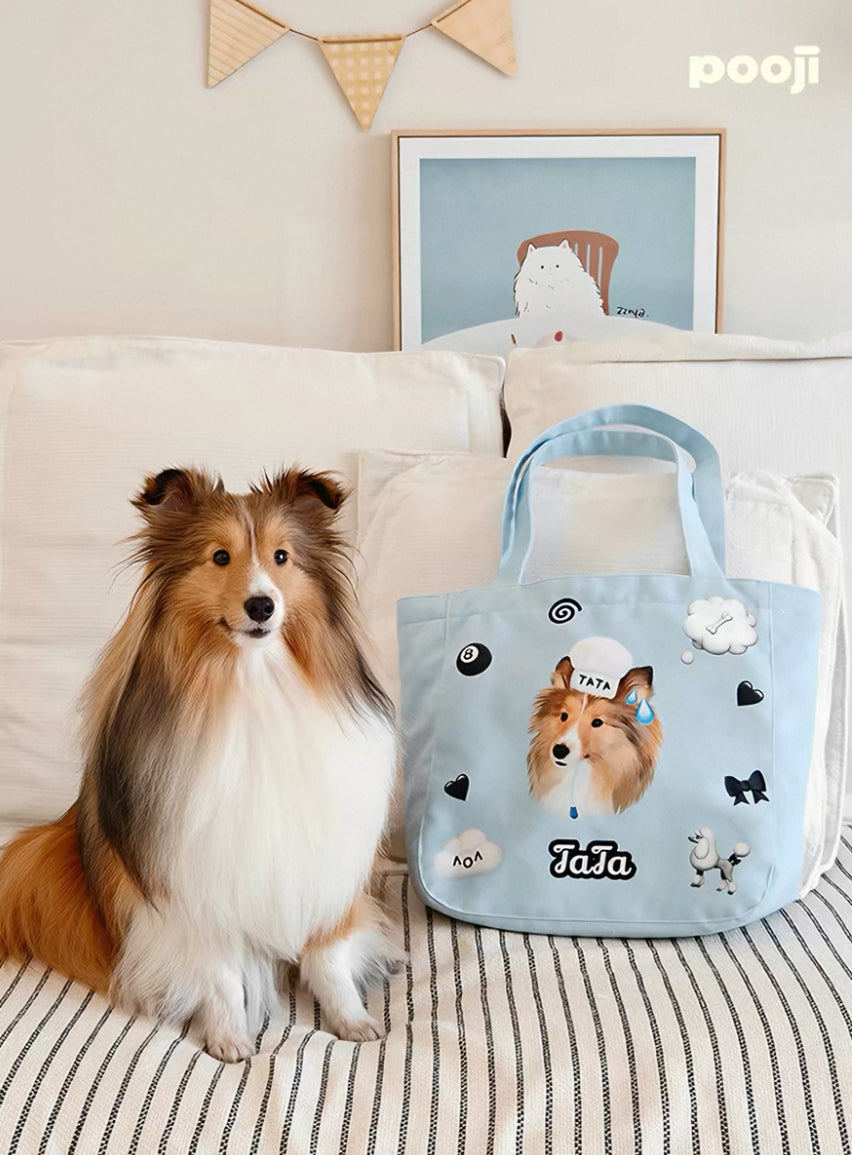 Custom Pet Tote Bag - Personalized Canvas Tote with Zipper | Pooji - Personalized Custom Pet Gift