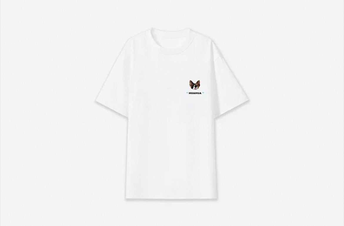 Custom Pet Photo T-Shirt - Personalized Heavyweight Cotton Tee - Personalized Custom Pet Gift