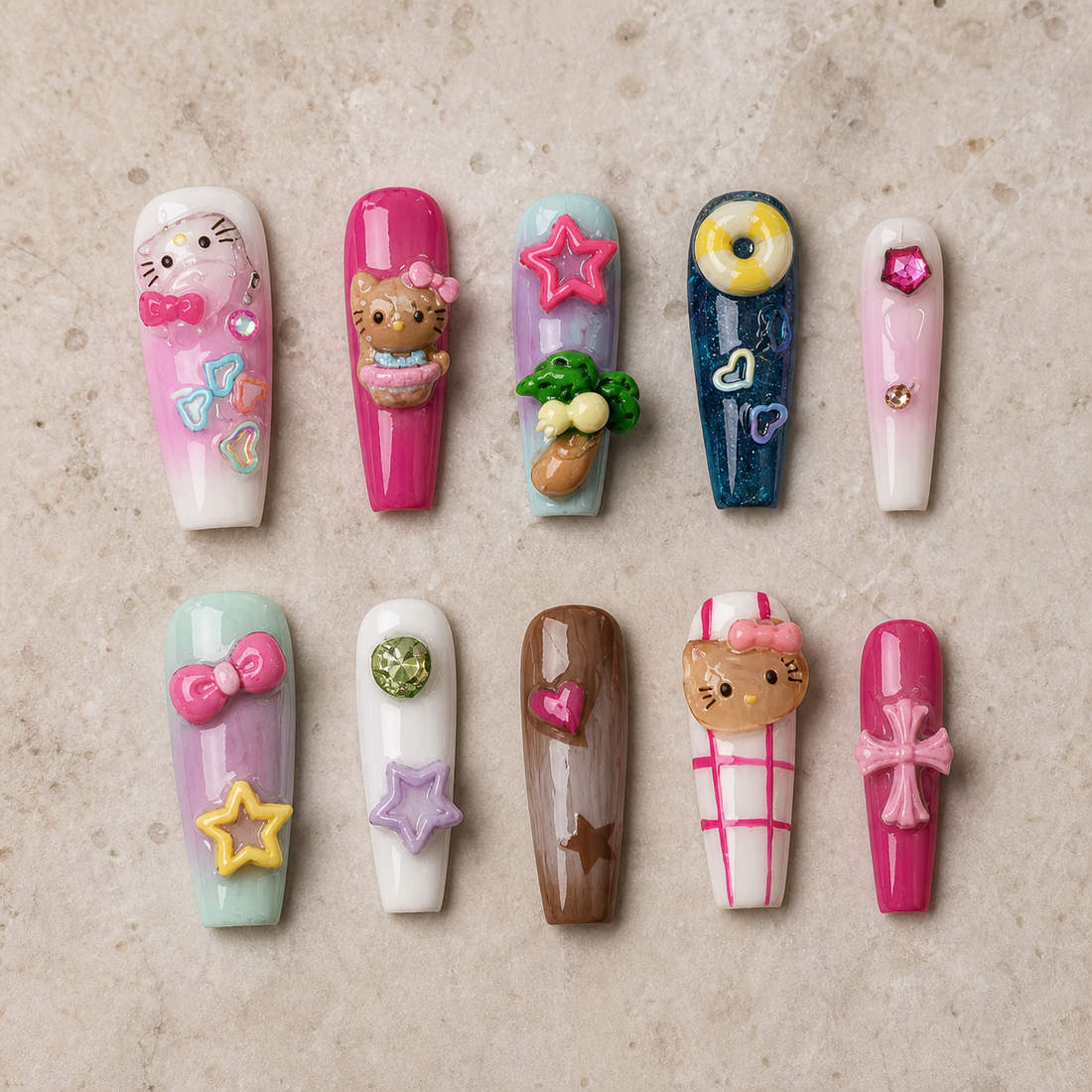Sugar Pop Kitty | Press-On Nails - Personalized Custom Pet Gift