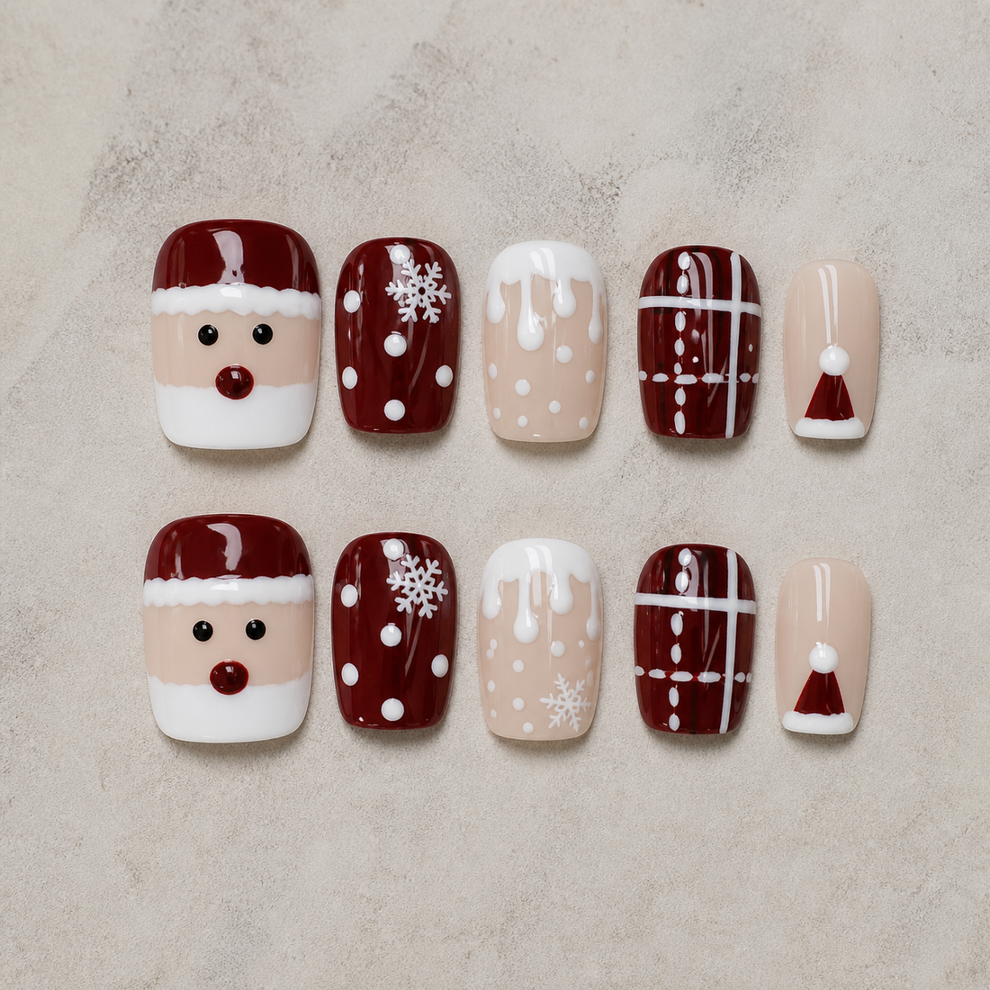 Bordeaux Noel | Press-On Nails - Personalized Custom Pet Gift