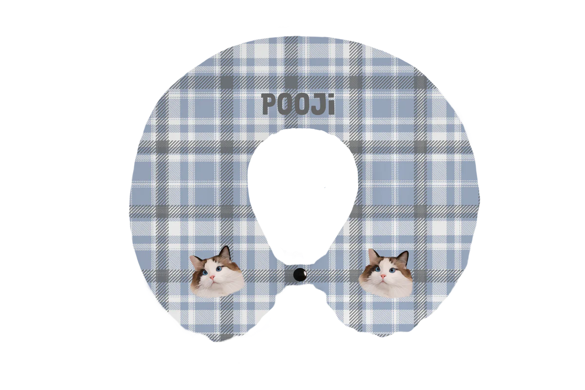 Custom Pet U-Shaped Travel Pillow - Memory Foam Neck Support | Pooji - Personalized Custom Pet Gift