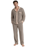Mature handsome Caucasian man Cream Black Stripe white studio barefoot