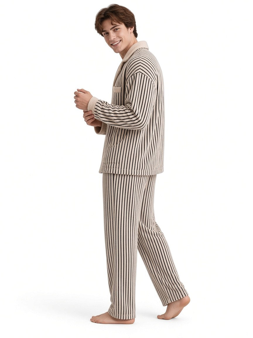 Cream Black Stripe editorial lean barefoot white studio