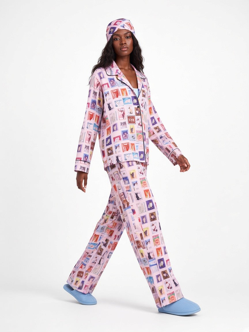 Painted Floral Soft Lounge Set full-body white studio walk