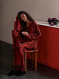 Haitang crimson stripe pajama set lifestyle