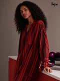 Haitang crimson stripe pajama set back view