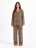 Apricot leopard soft fleece pajama set white studio 1
