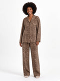 Apricot leopard soft fleece pajama set white studio 2