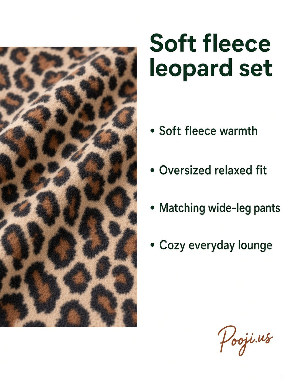 Apricot leopard soft fleece pajama set white studio 3