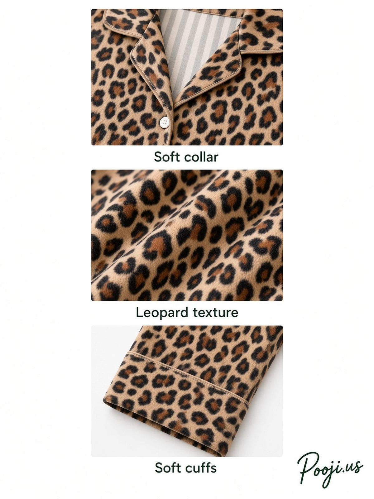 Apricot leopard soft fleece pajama set white studio 4