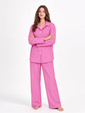 Pink-Purple Stripe Soft Tencel white studio pose 4